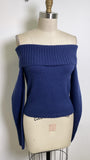 New Edikted Blue Off Shoulder Sweater, S