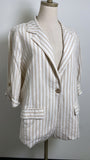Allie Rose Tan Stripe Linen Blend 3/4 Sleeve Jacket, L