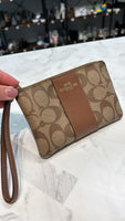 Coach Brown Signature Wristlet, 6"x4"