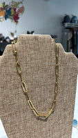 Gold Paperclip Necklace, 16"