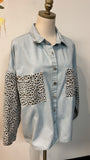 Denim Button Front Jacket, L