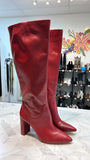 New Antonio Melani Red Leather Mckenda Boots, 9 Wide Calf