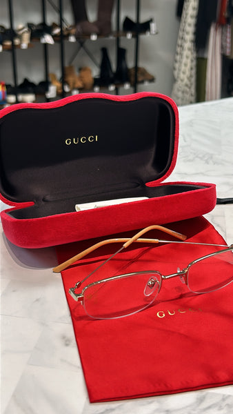 New Gucci Gold Frame Eyeglasses (with demo clear lenses)