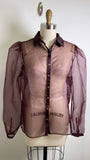 Express Burgundy Sheer Top, L