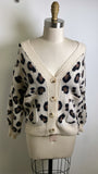 Threaded Leaf Animal Print Cardigan, M