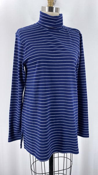 Lands End Navy Stripe Turtleneck, M