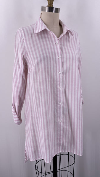 Zac & Rachel Purple Stripe Button Front Top, M