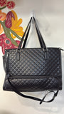 Cozony Black Faux Leather Laptop Tote Bag, 11.8"x7"x16.5"
