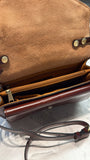 Patricia Nash Brown Leather & Tapestry Crossbody Bag, 9.5"x6.5"