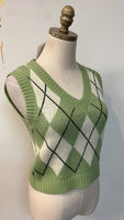 Green Argyle Sweater, S