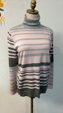 Joseph A Pink/Gray Turtleneck Sweater, M Petite