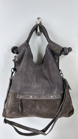 Free People Gray Leather Shoulder Bag, 16"x13"