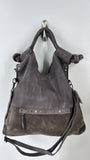 Free People Gray Leather Shoulder Bag, 16"x13"