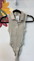 Zara Tan Ribbed Bodysuit, S