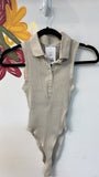 Zara Tan Ribbed Bodysuit, S