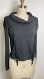 Jessica Simpson Black Fringe Top, S