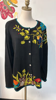 In the Dream Garden Black Cardigan, 1X