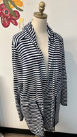 Liz Claiborne Navy Stripe Hooded Cardigan, XXL