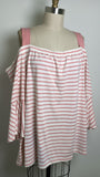 Lane Bryant Pink Stripe Open Shoulder Top, 26/28
