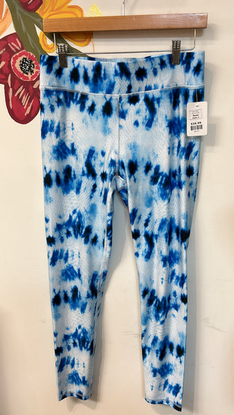 New Terez Blue Tie Dye Athletic Leggings, L (retail $95)