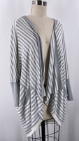 89th & Madison Gray Stripe Cardigan, L