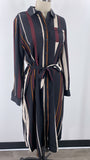 Who What Wear Black Stripe Button Front Dress, L