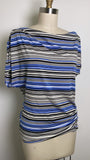 White House Black Market Blue/Black Stripe Top, L