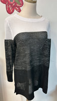 Talbots White/Black Semi-Sheer Sweater, L