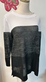 Talbots White/Black Semi-Sheer Sweater, L