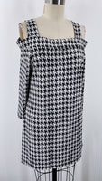 Camille & Co Black Houndstooth Open Shoulder Dress, L