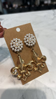 Fleur de Lis Pearl/Gold Earrings