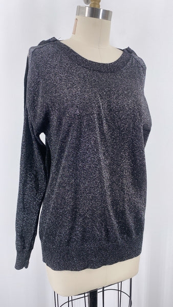 Michael Kors Black Metallic Split Sleeve Sweater, S