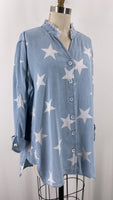 Multiples Chambray Star Print Top, XL