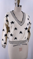 Altar'd State White/Black Star Print Sweater, XS