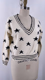 Altar'd State White/Black Star Print Sweater, XS