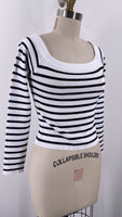 Aeropostale White with Black Stripe Top, M