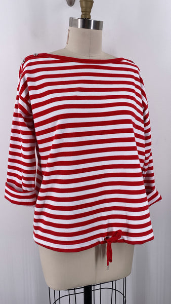 Anne Klein Red Stripe Top, L