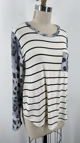 7th Ray Stripe Top, L