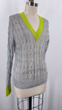 Bar III Silver Sheer with Green Trim Sweater, M