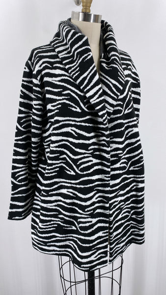 Westbound Zebra Print Hooded Cardigan, L Petite