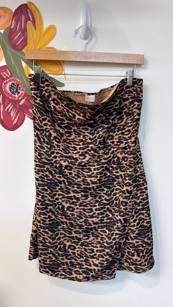 Pink Lily Animal Print Strapless Dress, XL