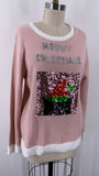 Holiday Time Pink Christmas Cat Sweater, M