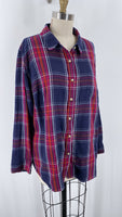 Pure Energy Plaid Button Front Top, 3X