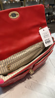 Red Quilted  Crossbody Bag, 11"x7"