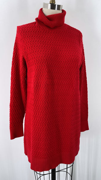 Lands End Red Tunic Sweater, M