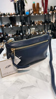 New Shiraleah Navy Allegra Vegan Leather Crossbody Bag, 9"x5"