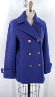 New Lands End Midnight Indigo Luxe Wool Peacoat, 6