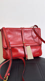 Lodis Red Leather Crossbody Bag, 10"x7"