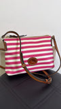 Dooney & Bourke Pink Stripe Nylon Small Crossbody Bag, 9.5"x6.5"