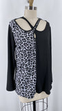 New Haptics Black Leopard Peekaboo Top, M